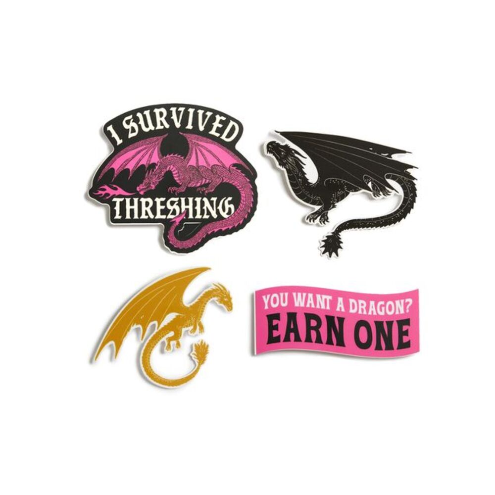 Fourth Wing: I Survived Threshing Stickers - Sticker Set of 4 -- Out of Print
